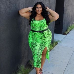 Shein curve neon snakeskin print dress